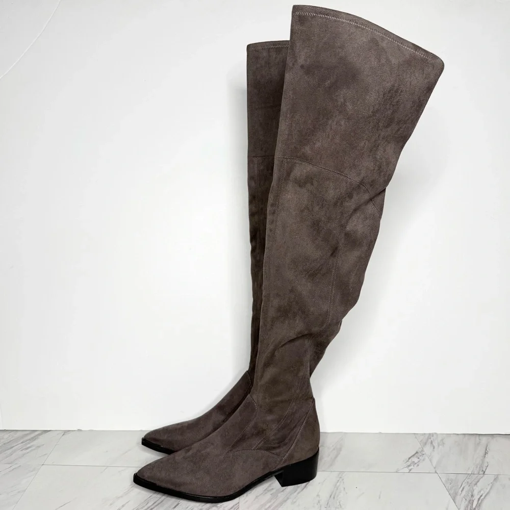 Marc Fisher Gray Pointy Toe Over The Knee Boot 8 1/2 M